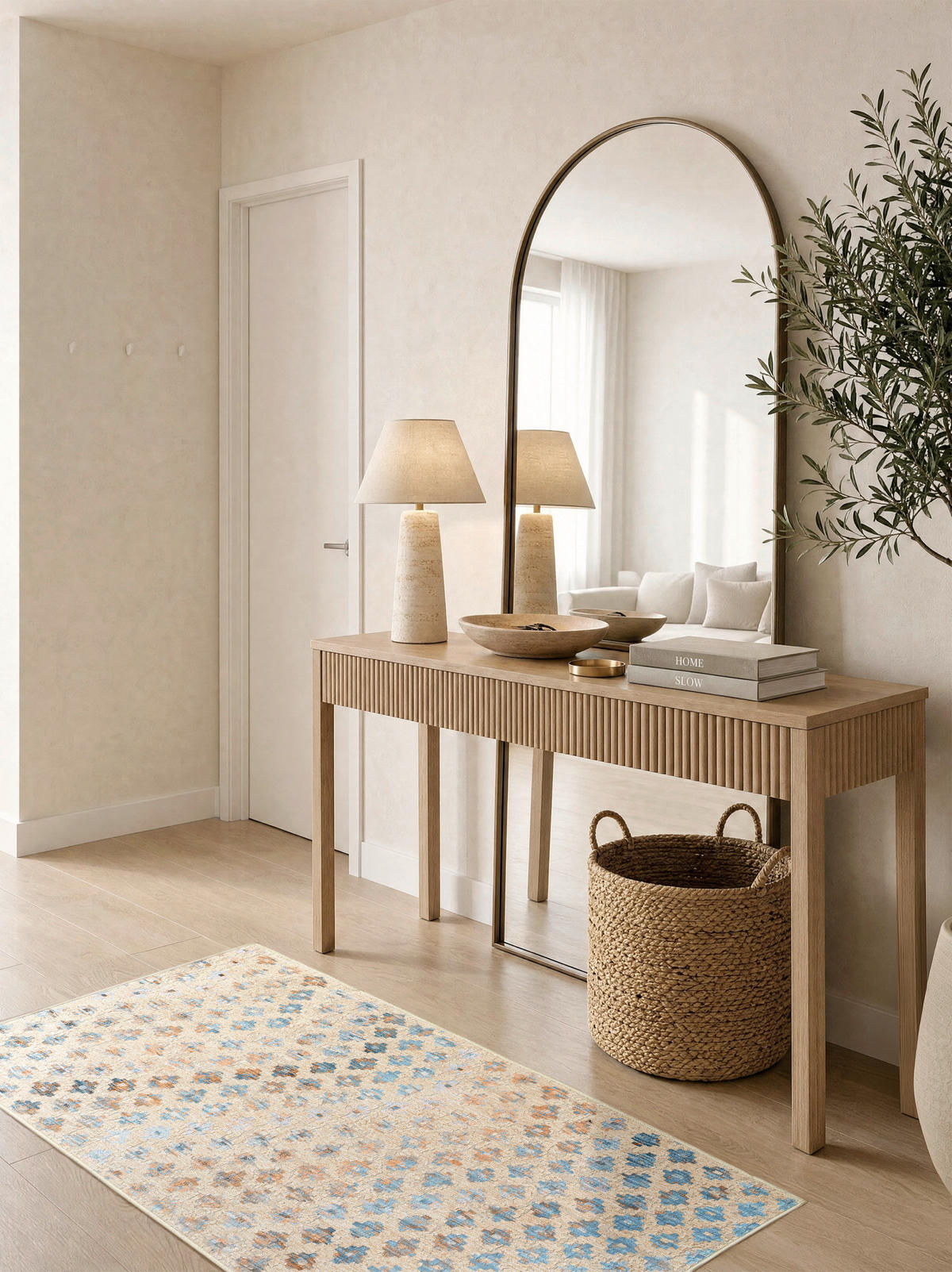 VINTAGE-TEPPICH Ondea Zigira 80/150 cm  in Creme, Pastellblau, Cognac  - Pastellblau/Cognac, Trend, Kunststoff/Textil (80/150cm) - Lindorug
