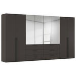 DREHTÜRENSCHRANK 400/223/61 cm,  in Graphitfarben, 8-türig  - Chromfarben/Schwarz, Basics, Glas/Holzwerkstoff (400/223/61cm) - Novel
