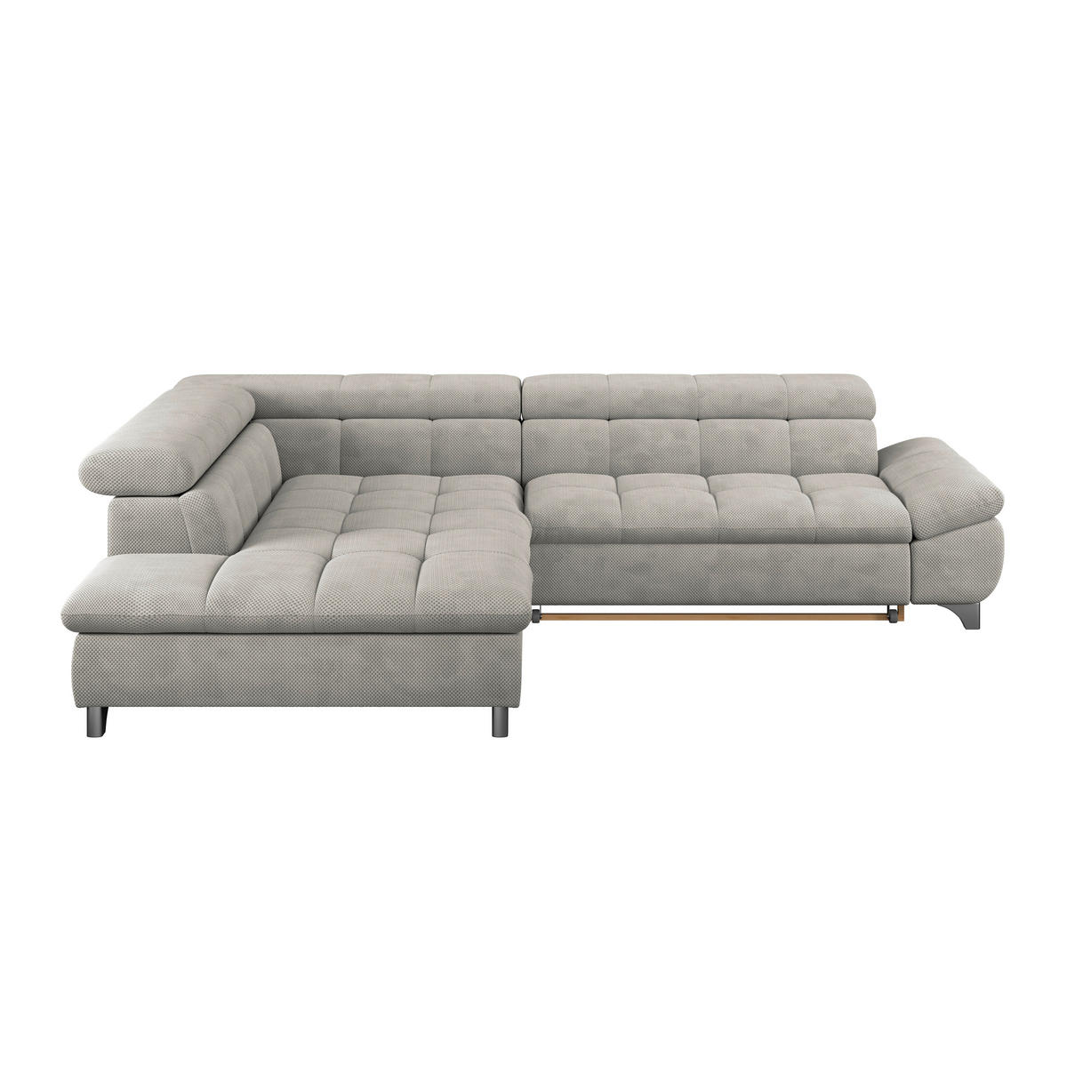 ECKSOFA Taupe Chenille  - Taupe/Chromfarben, KONVENTIONELL, Textil/Metall (234/312cm) - Livetastic