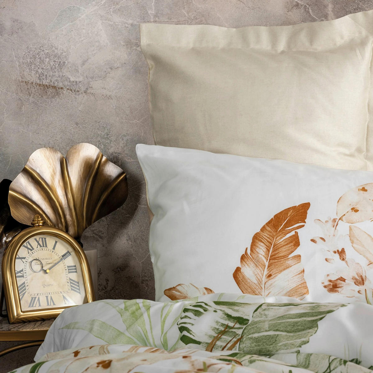 BETTWÄSCHE 135/200 cm  - Salbeigrün/Beige, Basics, Textil (135/200cm)