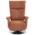 RELAXSESSEL in Leder Braun  - Edelstahlfarben/Braun, Design, Leder/Metall (78/112/85cm) - Cantus