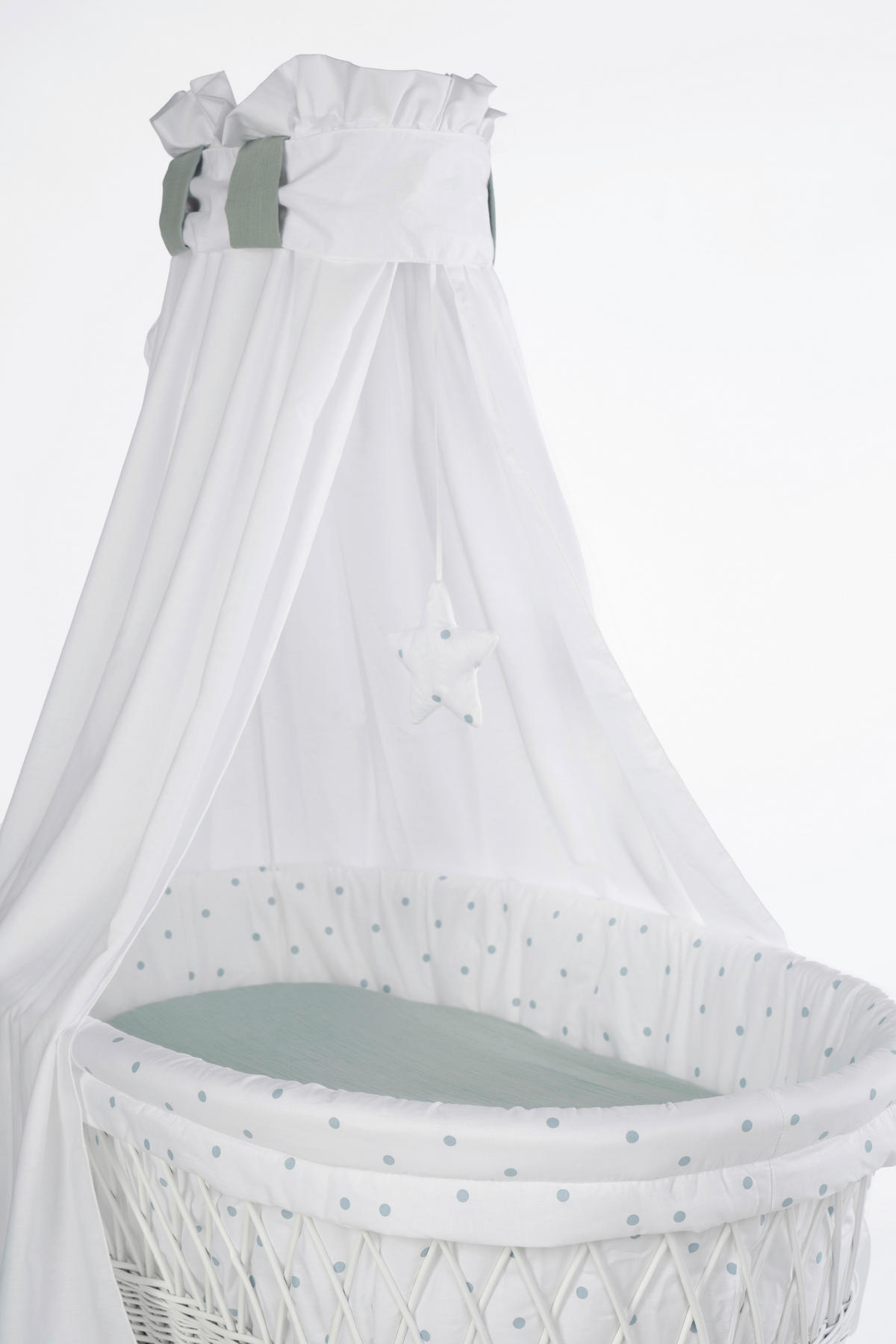 STUBENWAGENSET Textile Ausstattung Punkte   - Waldgrün/Weiß, Basics, Kunststoff/Textil (130/180cm) - Mionido