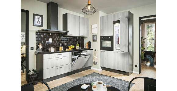 ECKKÜCHE 220/120 cm in Graphitfarben, Schwarz, Tannenholzfarben - Chromfarben/Tannenholzfarben, Design, Holzwerkstoff/Metall (220/120cm) - Xora