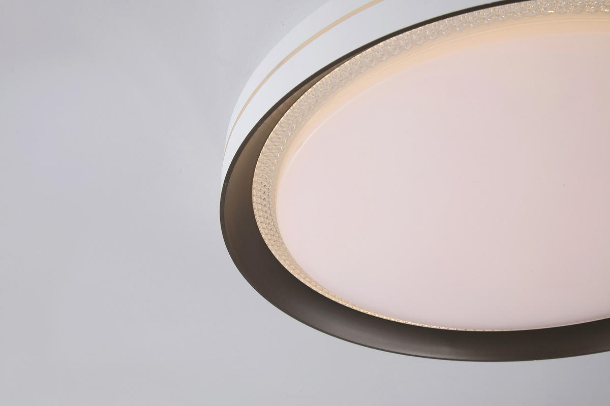 DECKENLEUCHTE Saucer 39/7 cm  - Weiß/Mokka, Design, Kunststoff/Metall (39/7cm)