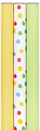 GESCHENKPAPIER  - Türkis/Gelb, Basics, Papier (4,5/70cm)