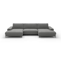 WOHNLANDSCHAFT Badia Base Grau Feincord  - Schwarz/Grau, Design, Textil/Metall (177/376/177cm) - Dieter Knoll