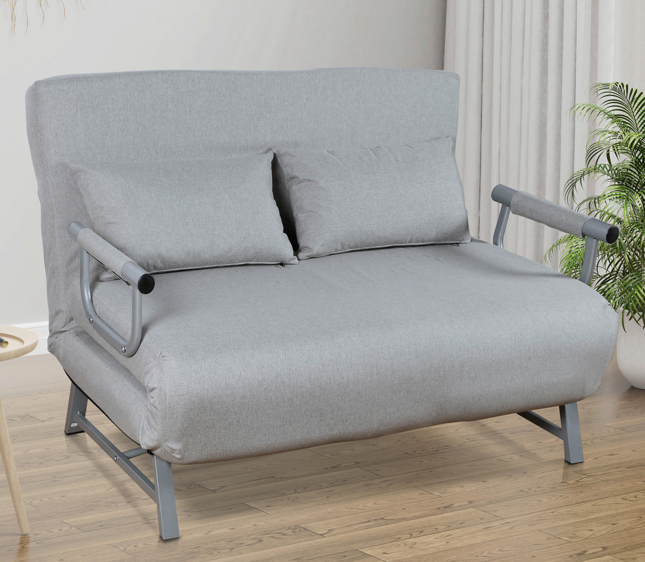BÄDDSOFFA i grå  - grå, Modern, metall/textil (127/95/78cm) - MID.YOU
