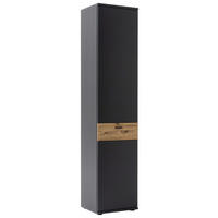DULAP CU RAFTURI in furniruit, masiv gri, negru, culoare lemn stejar  - culoare lemn stejar/antracit, Design, metal/material pe bază de lemn (45/201/37cm) - Novel