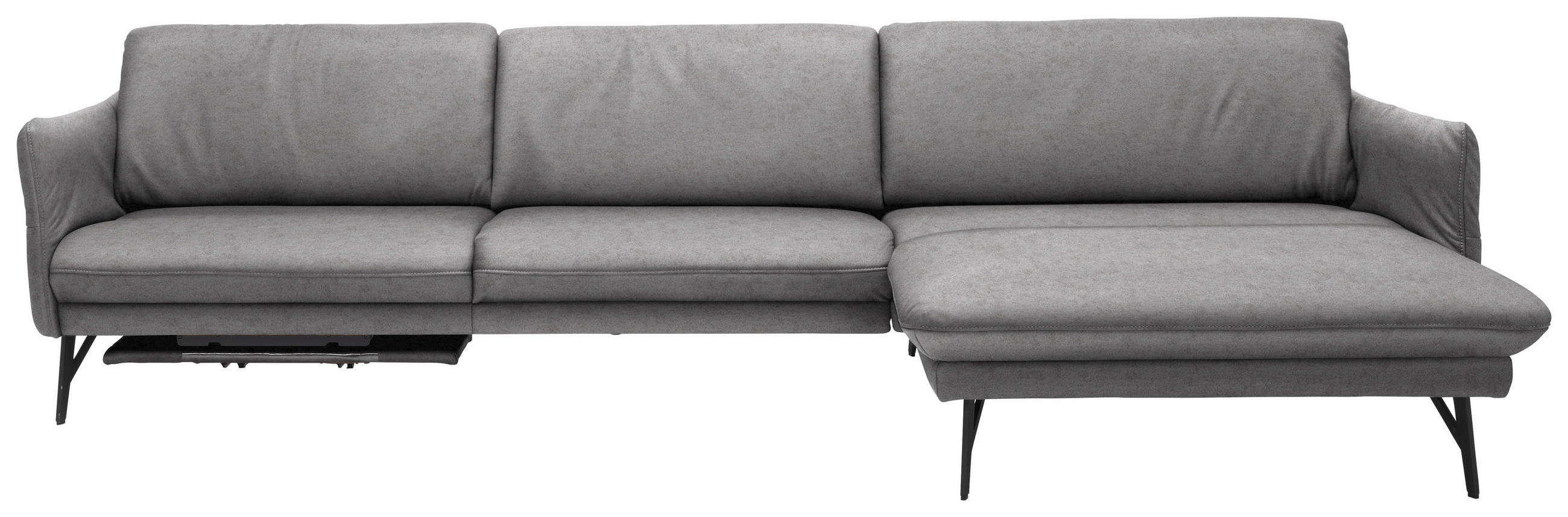 ECKSOFA in Echtleder Grau  - Anthrazit/Grau, Design, Leder/Metall (330/174cm) - Himolla