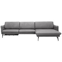 ECKSOFA in Echtleder Grau  - Anthrazit/Grau, Design, Leder/Metall (330/174cm) - Himolla