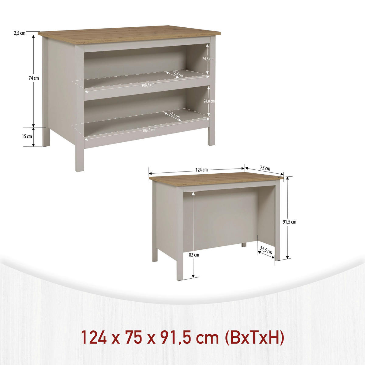 BARSKI STOL  kašmir, hrast Artisan  drvni materijal      - kašmir/hrast Artisan, Konvencionalno, drvni materijal (124/91,5/75cm)