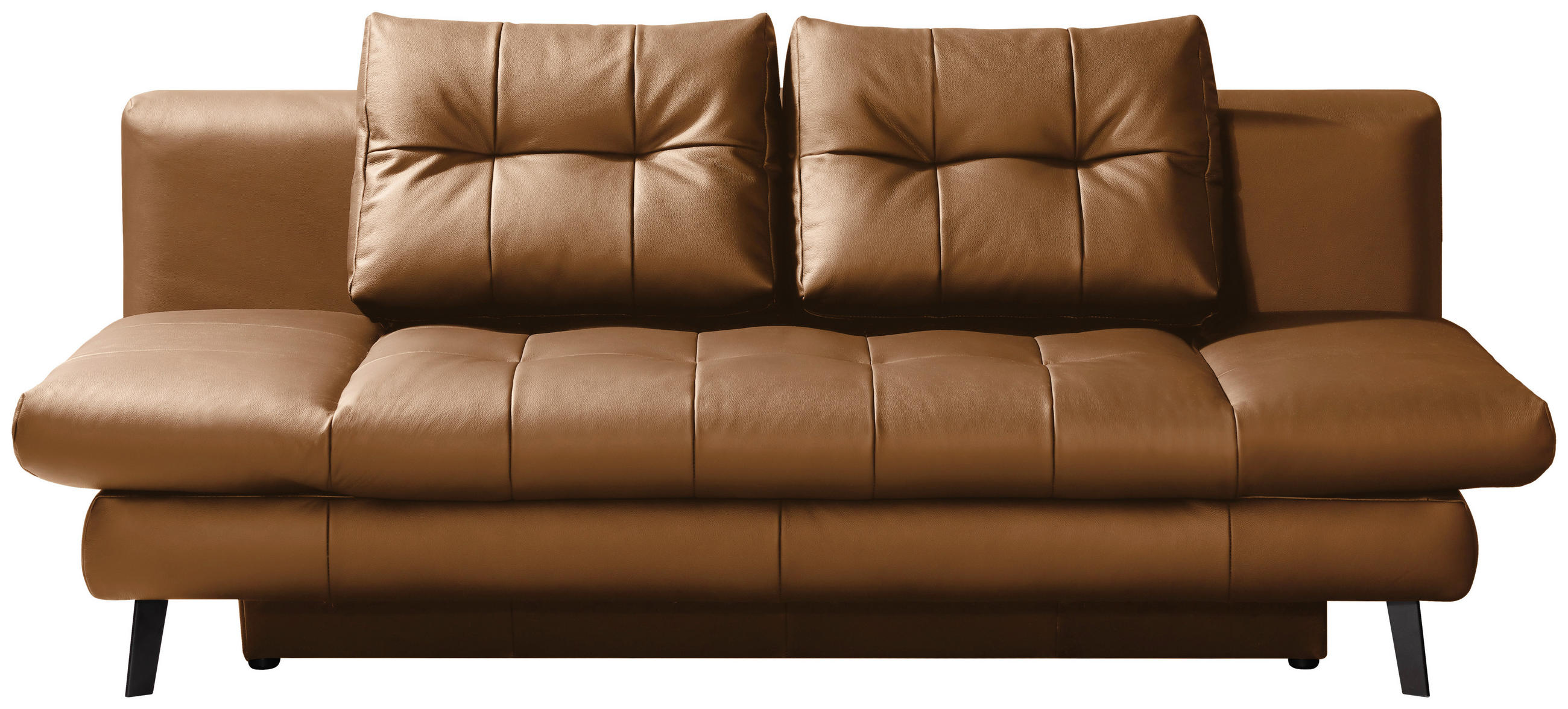 SCHLAFSOFA Cognac Echtleder  - Cognac/Schwarz, Design, Leder/Metall (209/94/94cm) - Novel