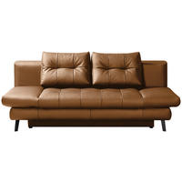 SCHLAFSOFA Cognac Echtleder  - Cognac/Schwarz, Design, Leder/Metall (209/94/94cm) - Novel