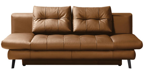 SCHLAFSOFA in Echtleder Cognac  - Cognac/Schwarz, Design, Leder/Metall (209/94/94cm) - Novel