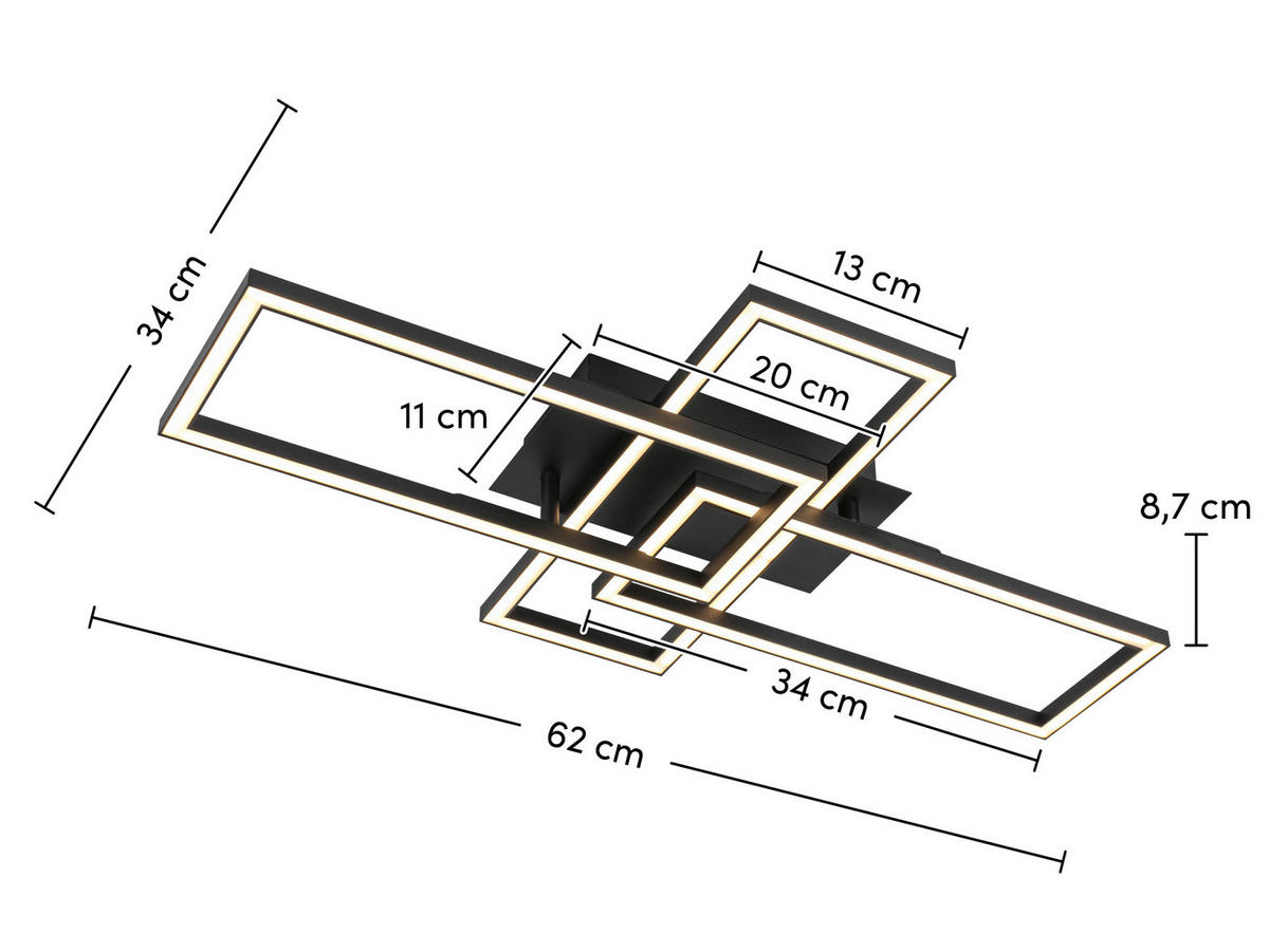 LED SVJETILJKA STROPNA  - bijela/crna, Trend, metal/plastika (62/34/8,7cm) - Novel