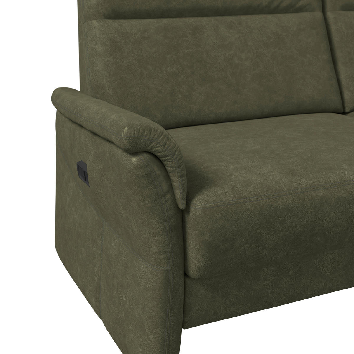 3,5-SITZER - Schwarz/Olivgrün, Konventionell, Kunststoff/Textil (205/98/91cm) - Elegando