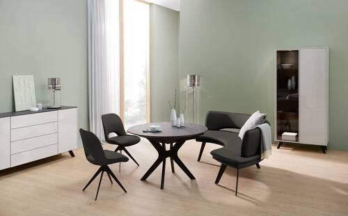 SITZBANK 238/84/154 cm Echtleder Dunkelgrau Metall  - Dunkelgrau/Schwarz, Design, Leder/Metall (238/84/154cm) - Joop!