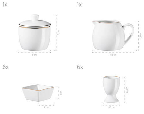 Zusatzpaket 24 Tlg Professional Dining 24-teilig - Weiss/Goldfarben, Basics, Keramik (39/34/28cm) - Mäser
