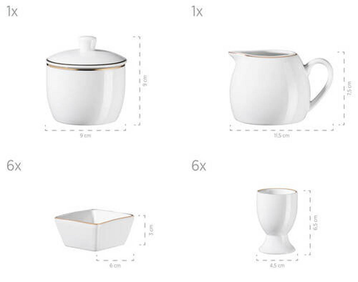 Zusatzpaket 24 Tlg Professional Dining 24-teilig  - Weiss/Goldfarben, Basics, Keramik (39/34/28cm) - Mäser
