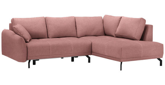 ECKSOFA in Webstoff Altrosa  - Schwarz/Altrosa, Design, Textil/Metall (250/191cm) - Carryhome