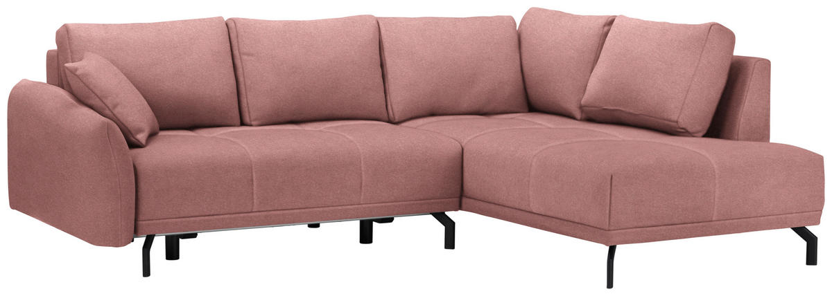 ECKSOFA in Webstoff Altrosa  250/191 cm  - Schwarz/Altrosa, Design, Textil/Metall (250/191cm) - Carryhome