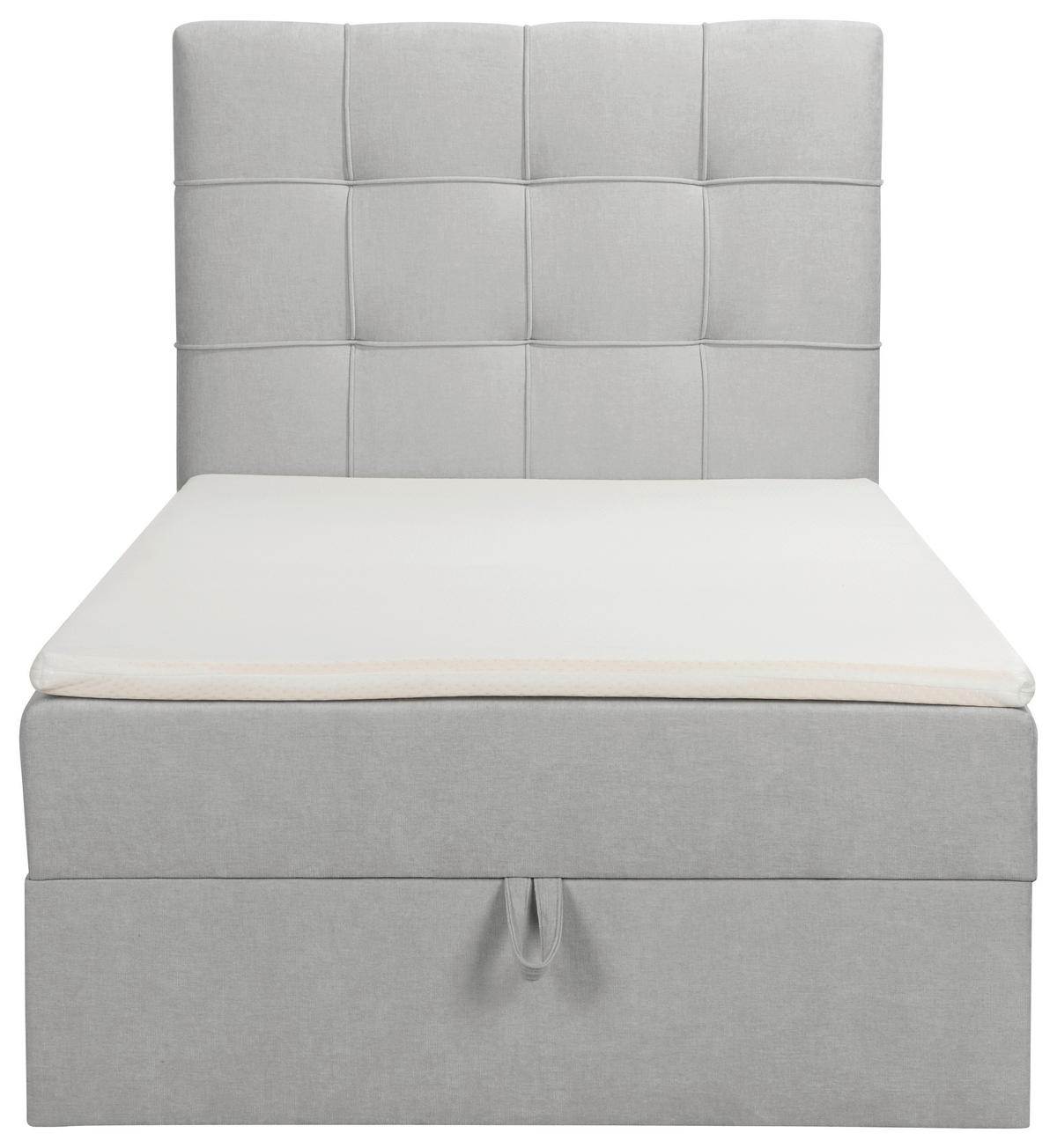 BOXBETT 100/200 cm,  in Hellgrau, Matratze, gepolstertes Kopfteil, Bettkasten, Topper, H3 = fest  - Hellgrau/Schwarz, Basics, Kunststoff/Textil (100/200cm) - Chameo