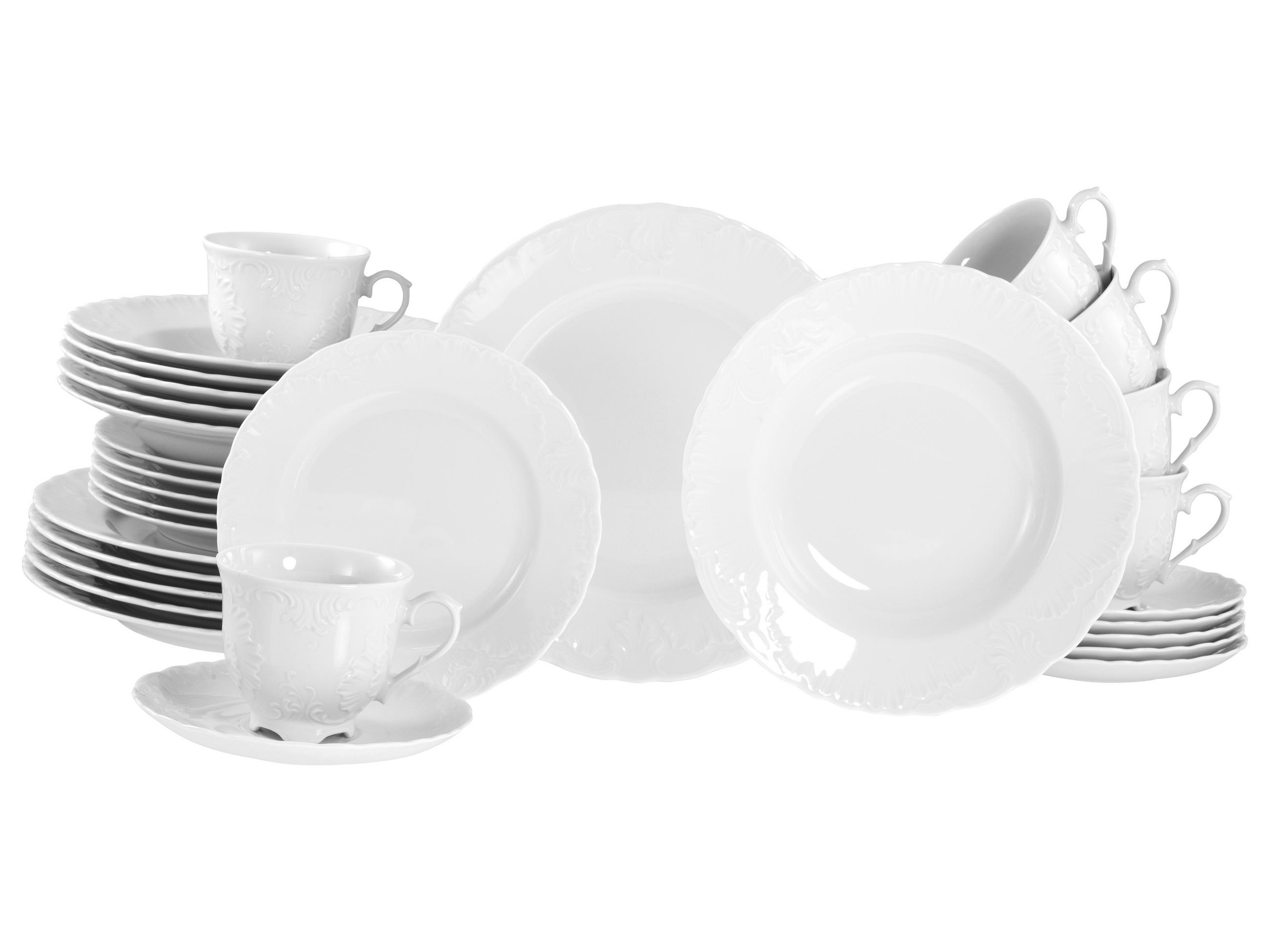 KOMBISERVICE Weiß Rokoko weiss 30-teilig 6 Personen  - Weiß, Basics, Keramik - Creatable