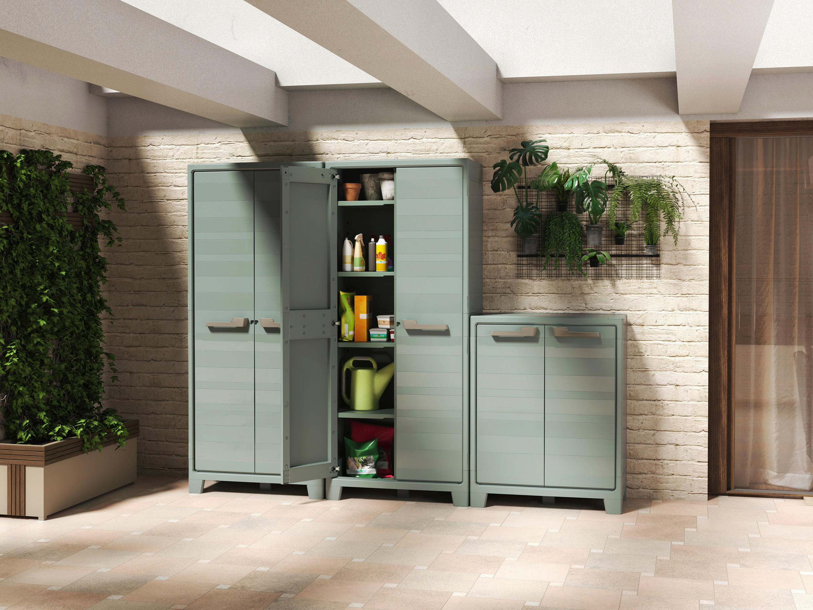 GERÄTESCHRANK 80/182/44 cm  - Jadegrün, Design, Kunststoff (80/182/44cm) - Keter