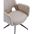 ARMLEHNSTUHL  Sitzfläche 360° drehbar, automatische Rückholfunktion Leinenoptik Echtleder  - Beige/Schwarz, Design, Leder/Textil (60/85/62cm) - Dieter Knoll