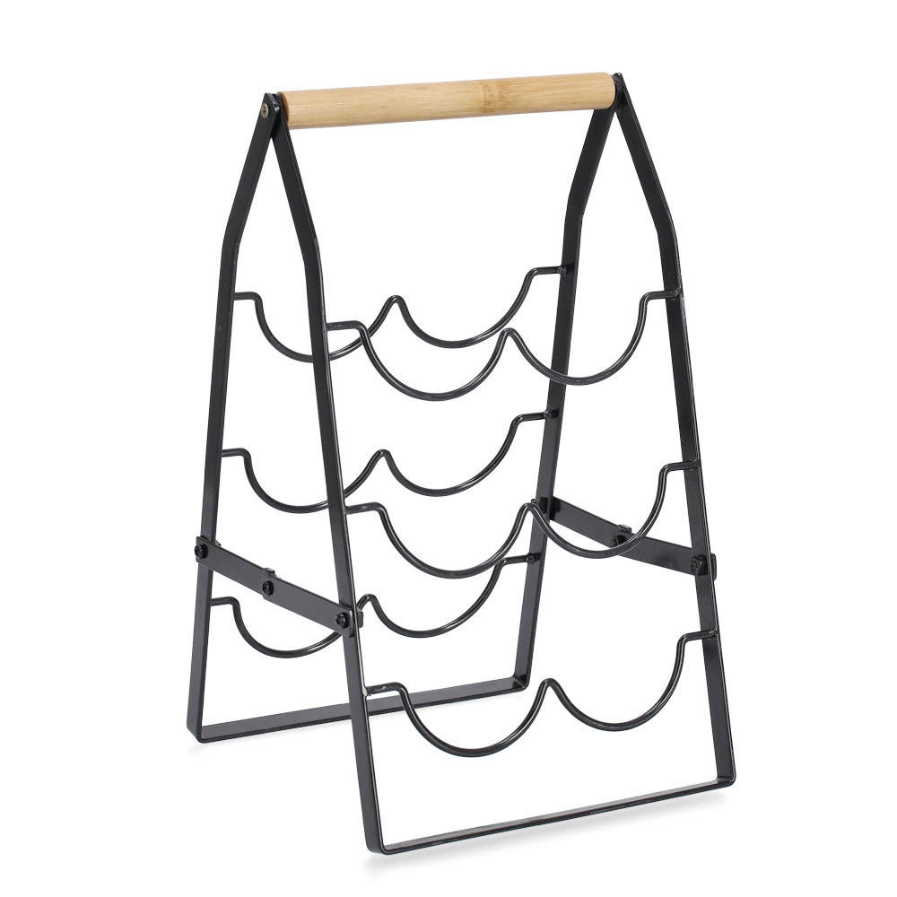 WEINREGAL  - Schwarz, Basics, Holz/Metall (22/23/37,5cm) - Zeller Present