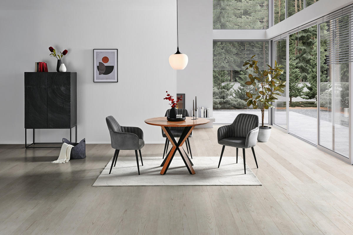 ESSTISCH in Holz, Metall  - Schwarz/Akaziefarben, Natur, Holz/Metall (100/76/100cm) - Livetastic