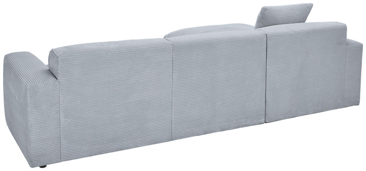 ECKSOFA in Cord Grau  - Schwarz/Grau, Design, Kunststoff/Textil (196/303cm) - Livetastic
