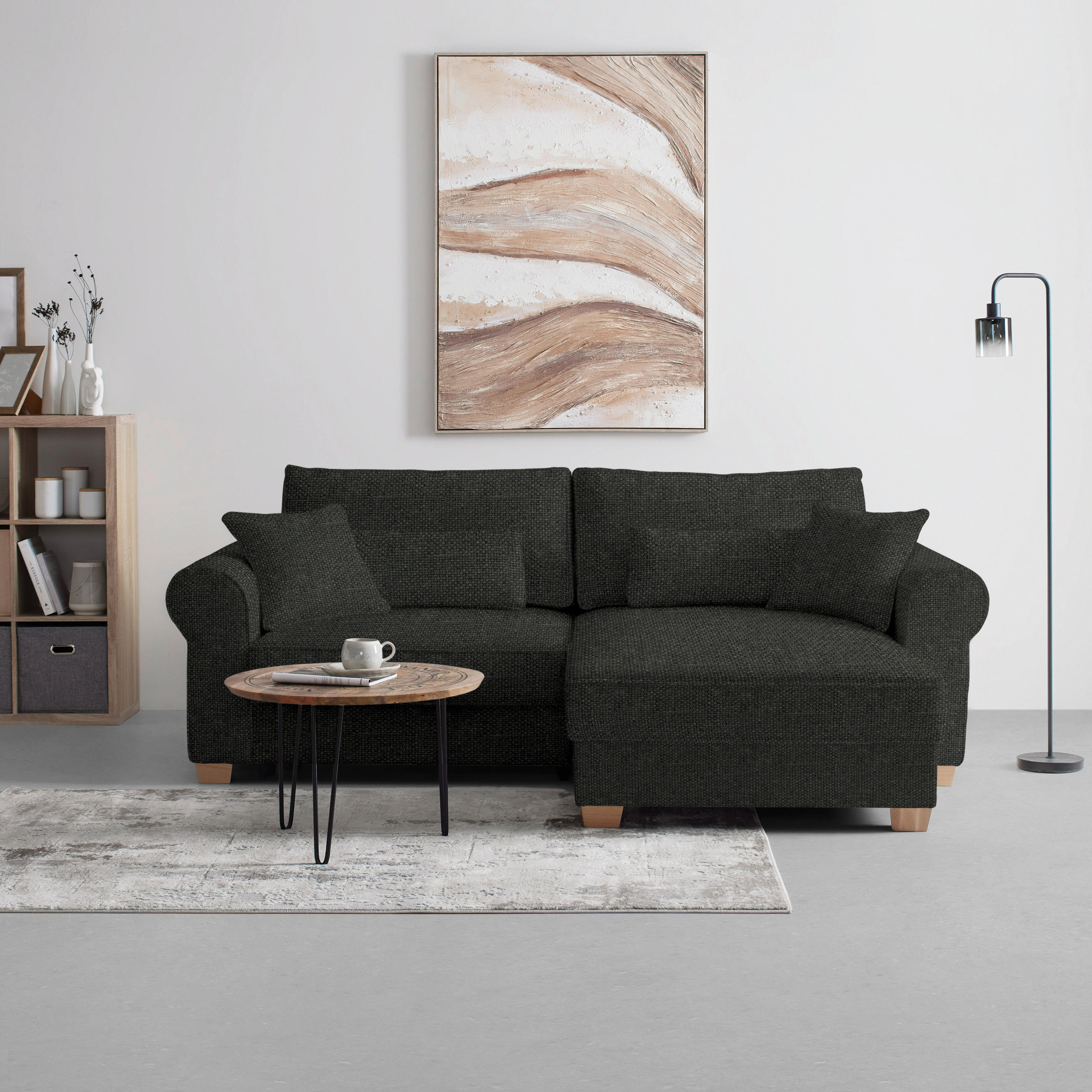 HÖRNSOFFA i svart  - svart, Modern, trämaterial/trä (255/185cm) - MID.YOU