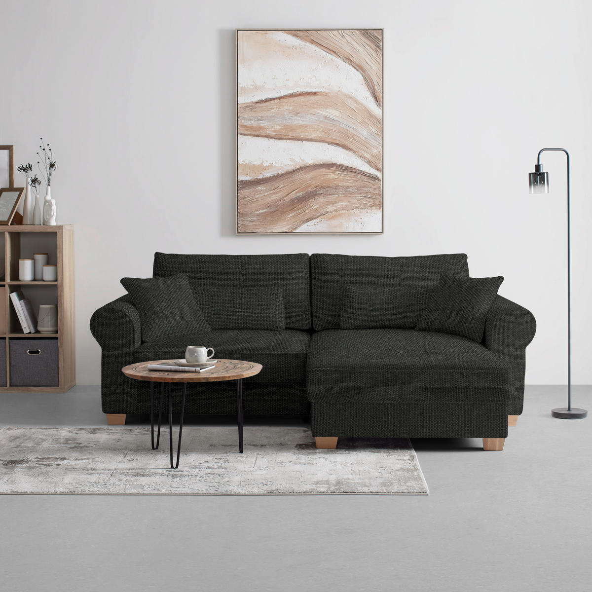 HÖRNSOFFA i svart  - svart, Modern, trämaterial/trä (255/185cm) - MID.YOU