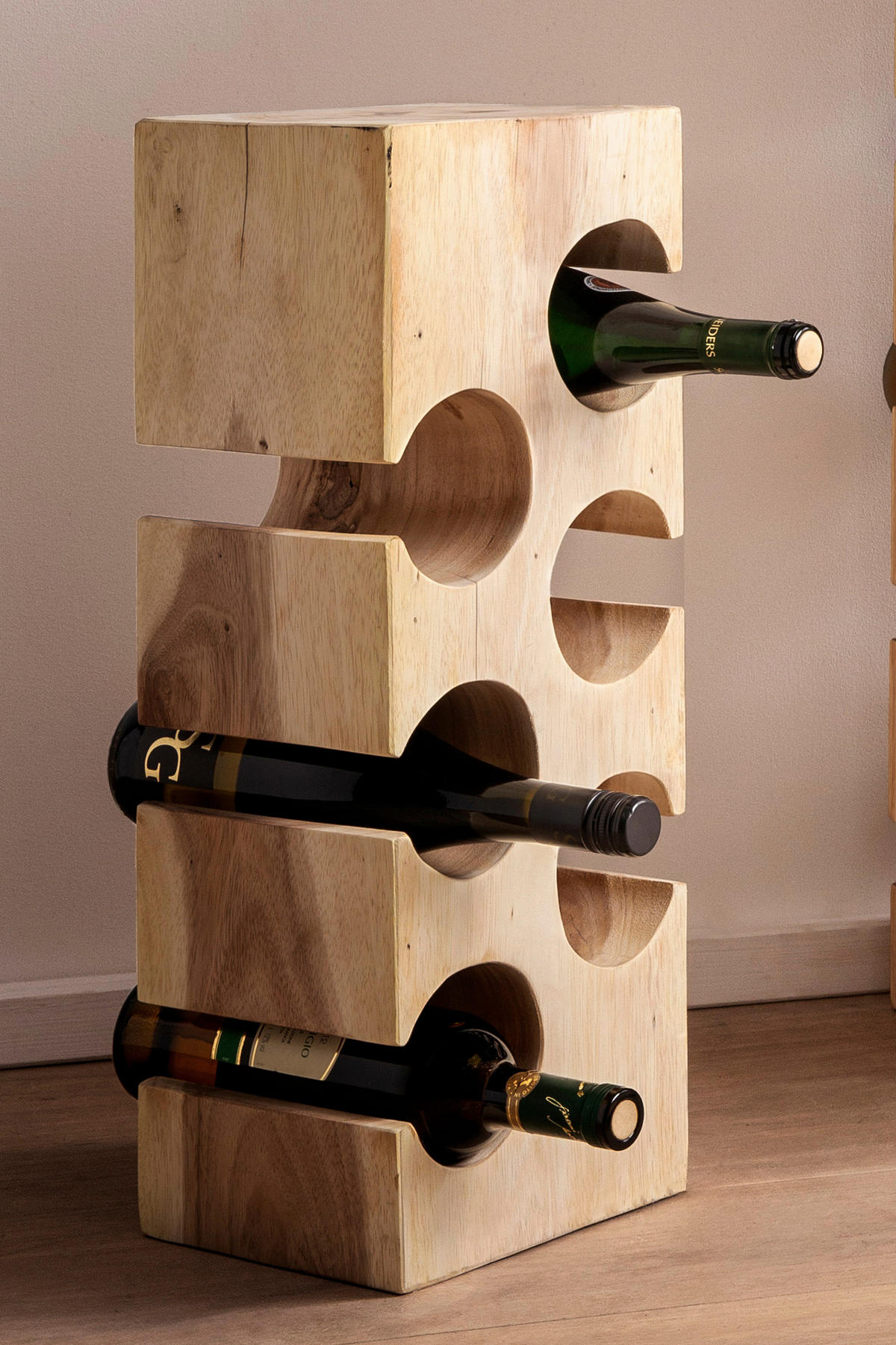 WEINREGAL  - Naturfarben, MODERN, Holz (18/56/21cm) - MID.YOU
