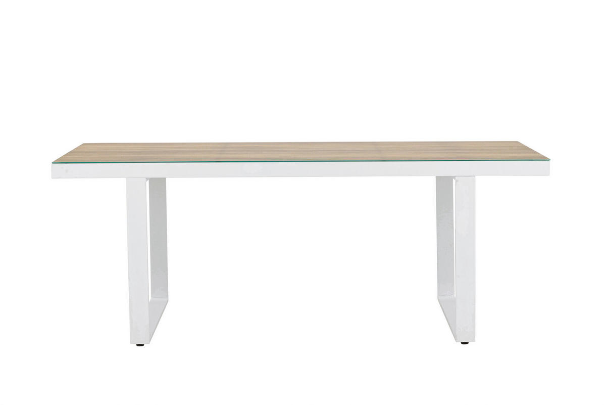 UTEBORD metall, glas rektangulär  - vit/ljusbrun, Modern, metall/glas (200/90/75cm) - Gardenson