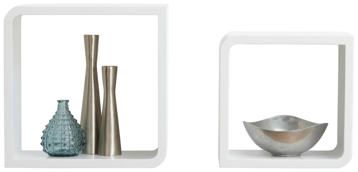 WANDREGALSET 2-teilig Weiß  - Weiß, Basics, Holzwerkstoff (23-28/23-28/15cm) - Xora
