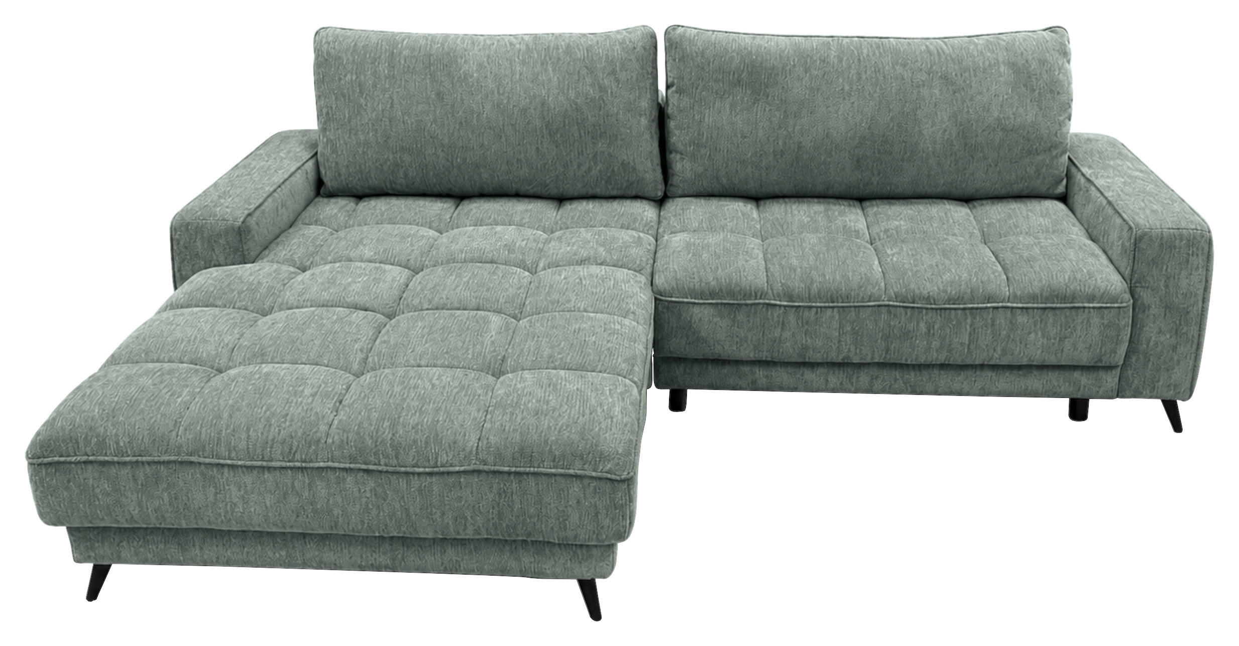 ECKSOFA Chenille Graugrün  - Schwarz/Graugrün, Design, Kunststoff/Textil (180/260cm) - Cantus
