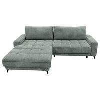ECKSOFA Chenille Graugrün  - Schwarz/Graugrün, Design, Kunststoff/Textil (180/260cm) - Cantus