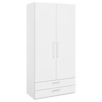KLEIDERSCHRANK Weiss  - Weiss/Edelstahlfarben, Design, Holzwerkstoff/Metall (101,3/213,6/59,3cm) - Cantus