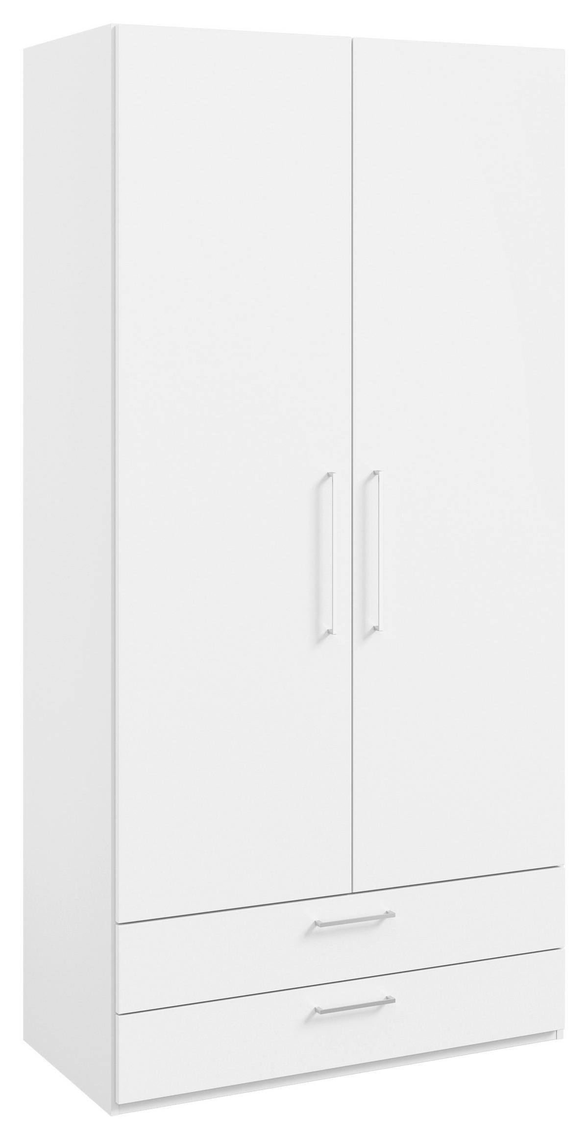 KLEIDERSCHRANK Weiss  - Weiss/Edelstahlfarben, Design, Holzwerkstoff/Metall (101,3/213,6/59,3cm) - Cantus