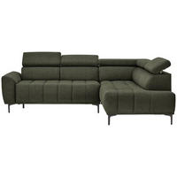 ECKSOFA in Velours Grün  - Schwarz/Grün, Design, Textil/Metall (261/191cm) - Stylife
