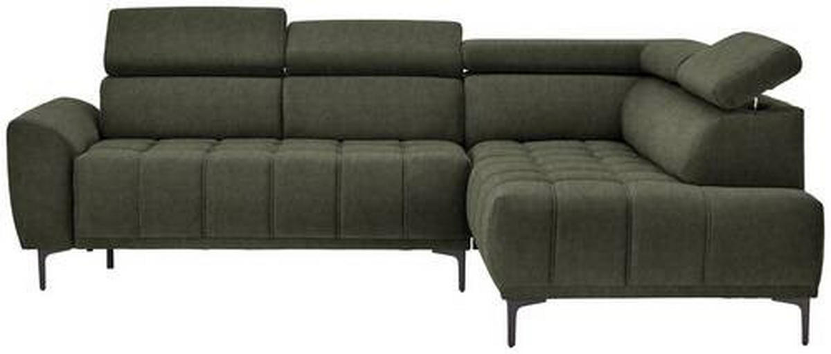ECKSOFA in Velours Grün  - Schwarz/Grün, Design, Textil/Metall (261/191cm) - Stylife
