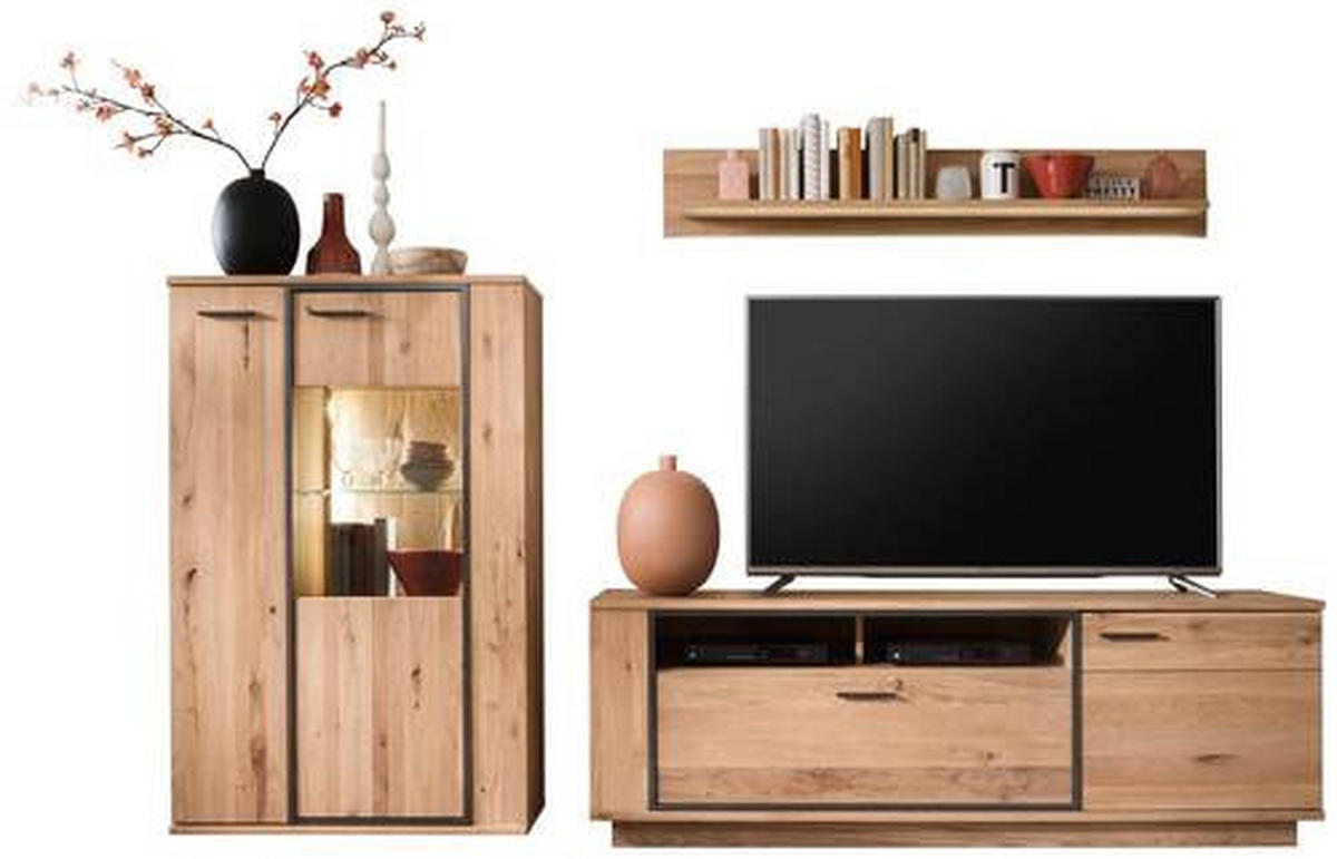 WOHNWAND  in Anthrazit, Eichefarben 280/175/50 cm  - Eichefarben/Anthrazit, Konventionell, Glas/Holz (280/175/50cm) - Landscape