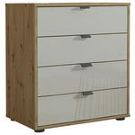 KOMMODE , 60/70/43 cm, 4 Schublade(n)  - Schieferfarben/Eiche Bianco, KONVENTIONELL, Glas/Holzwerkstoff (60/70/43cm) - Dieter Knoll