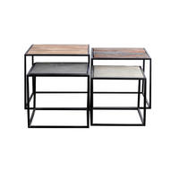 BEISTELLTISCH 4er-Set Akazie, Recyclingholz Hartholz quadratisch Grau, Naturfarben, Dunkelgrau  - Dunkelgrau/Naturfarben, Design, Holz/Stein (96/96/45cm) - Carryhome