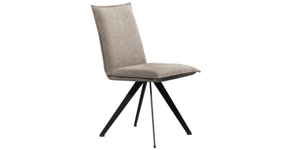 STUHL Webstoff Schwarz, Taupe Buche massiv - Taupe/Schwarz, Basics, Holz/Textil (46/91/61cm) - Carryhome