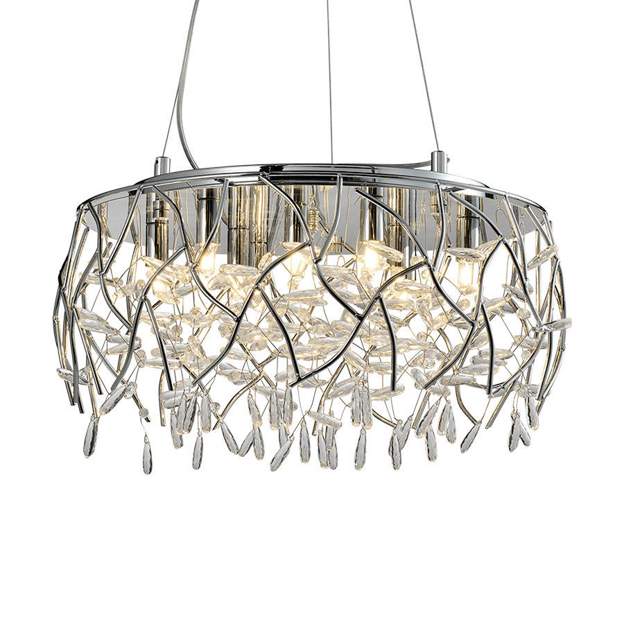 LAMPĂ SUSPENDATĂ DE CRISTAL - culoare crom, Basics, plastic/metal (40/120/40cm)