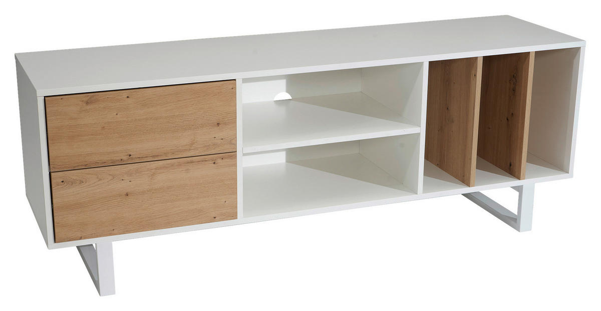 NISKA KOMODA   150/55/40 cm   bijela   - bijela/boje hrasta, Design, drvni materijal/metal (150/55/40cm) - Livetastic