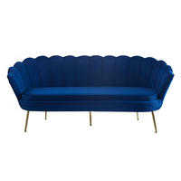 3-SITZER-SOFA in Samt Dunkelblau  - Goldfarben/Dunkelblau, MODERN, Textil/Metall (180/78/76cm) - Livetastic